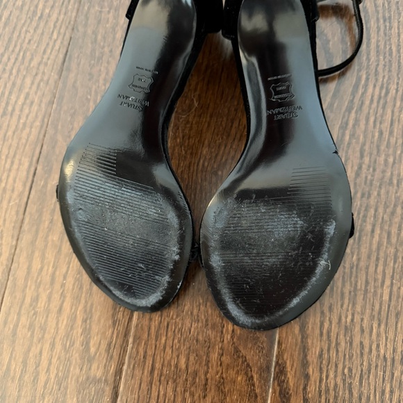 Stuart Weitzman Black Velvet Nudist Heels